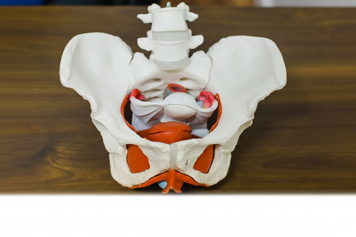 Pelvis model showing prenatal alignment